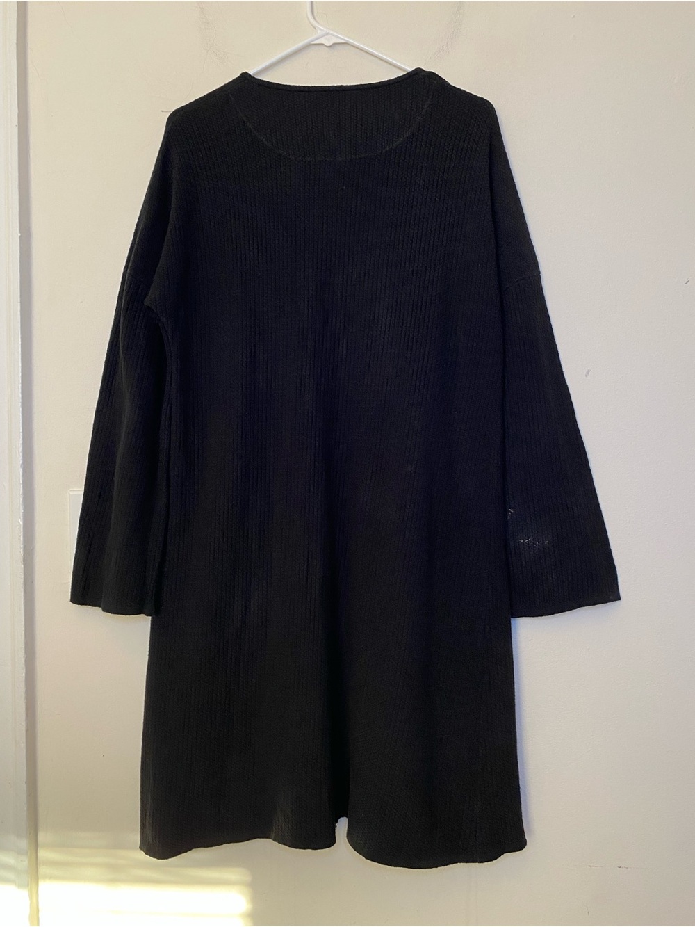 GUDRUN SJODEN Cotton Waffle Knit Button Front Long Cardigan Black Sz Small READ - Picture 7 of 11